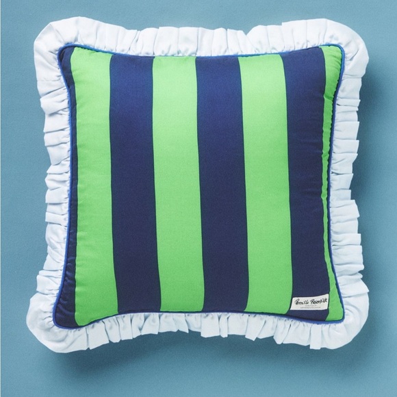 Anthropologie Pernille Rosenkilde Embroidered Pillow Floral Ruffled 18 x 18 - Picture 2 of 12